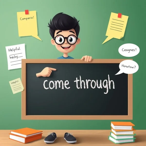 عنوان الصورة: شخص يتجاوز تحديًا بنجاح، يوضح مفهوم "come through"