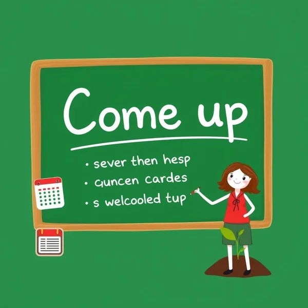 Illustration of the phrasal verb 'come up' in various contexts