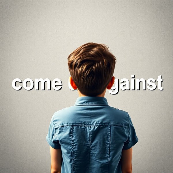 Image illustrant le concept de faire face à un obstacle avec le verbe à particule "come up against"