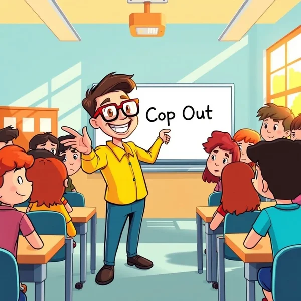 Image showing someone hesitating, with the text "Don't Cop Out!"