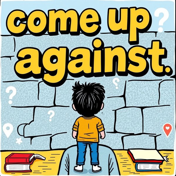Image illustrating the concept of facing a barrier with the phrasal verb "come up against"