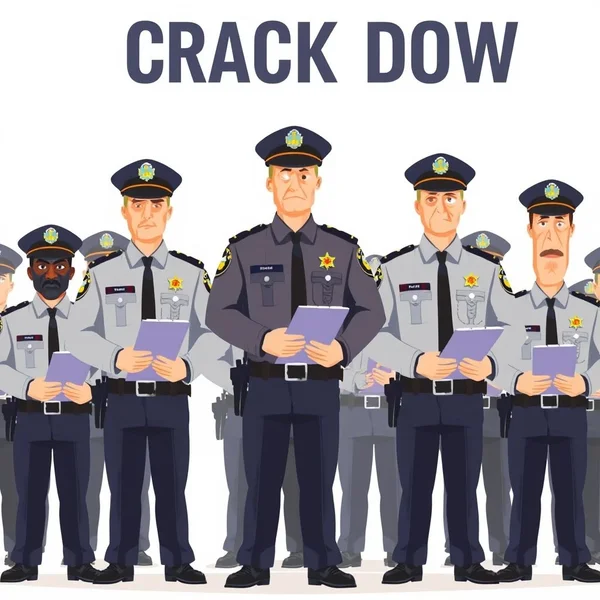 Image montrant des figures d'autorité ou des règles appliquées, illustrant le concept de "crack down"