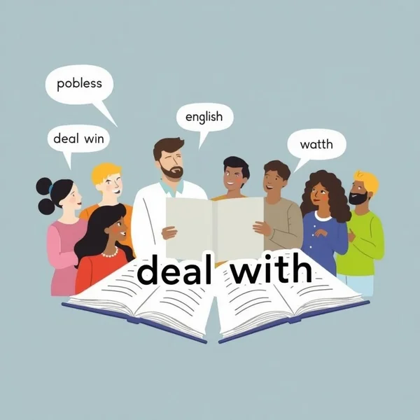 Image montrant des personnes collaborant pour accomplir une tâche, illustrant le verbe à particule 'deal with'