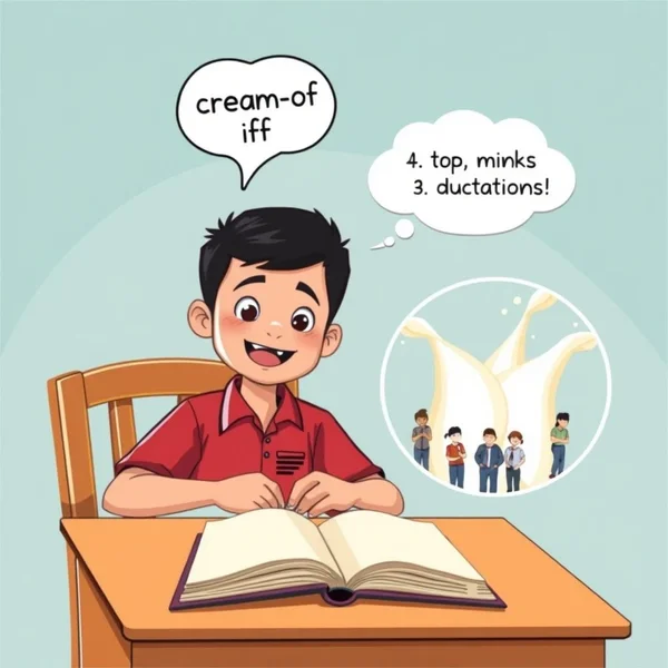 Siswa mempelajari phrasal verb Cream off