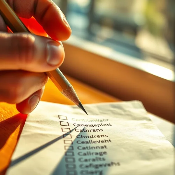 A checklist with items being crossed off to illustrate the phrasal verb "cross off"