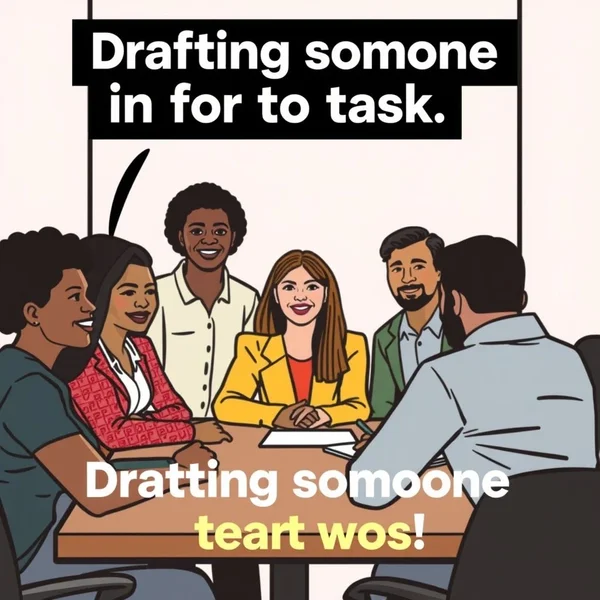 Afbeelding die mensen toont die naar een vergadering worden geroepen om de betekenis van "Draft in" te illustreren
