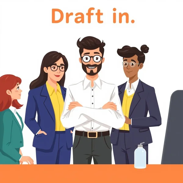 Immagine che mostra persone convocati a una riunione per illustrare il significato di "Draft in"