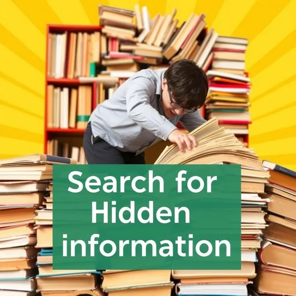 Bild, das jemand zeigt, der versucht, Informationen aus einem Stapel von Büchern oder einer Kiste herauszufinden
