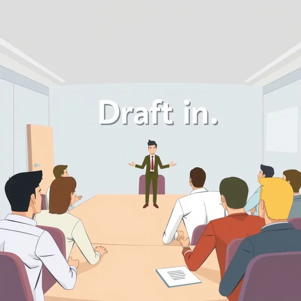 Image showing people being called to a meeting to illustrate the meaning of "Draft in"