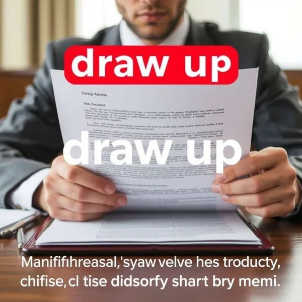 Afbeelding van iemand die zorgvuldig een document voorbereidt, ter illustratie van het frazale werkwoord 'draw up'
