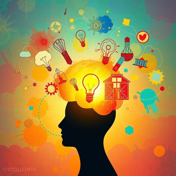 صورة توضح شخصاً لديه فكرة، تمثل الفعل المركب dream up