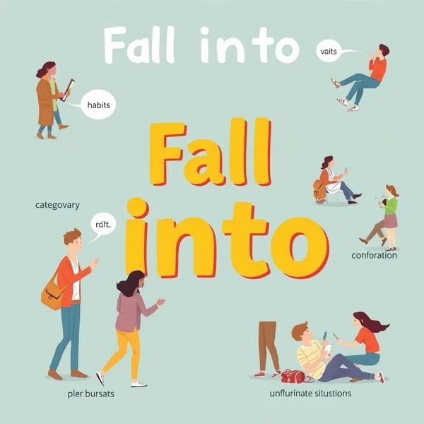 Image illustrating common uses of the phrasal verb Fall into