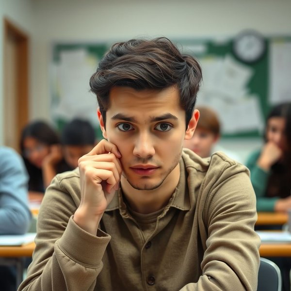 Image showing someone thoughtfully considering a challenge, illustrating the concept of "face up to"