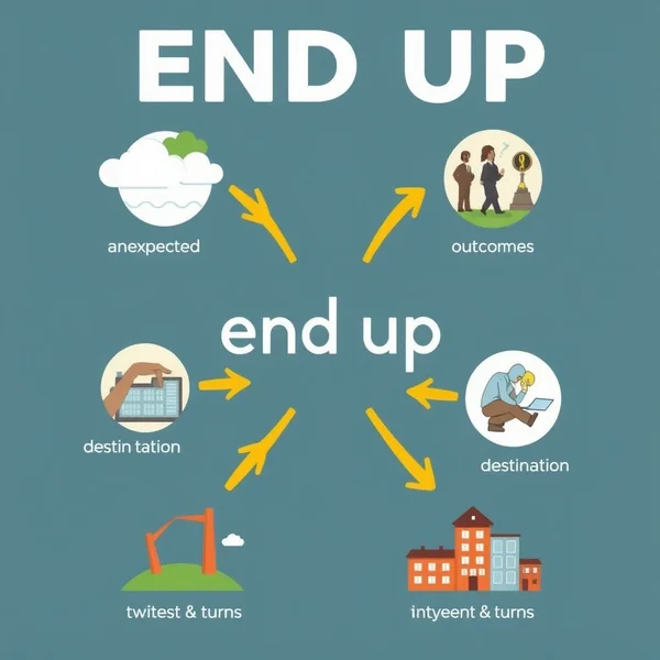 Image showing a winding path leading to an unexpected destination, illustrating the concept of "end up"
