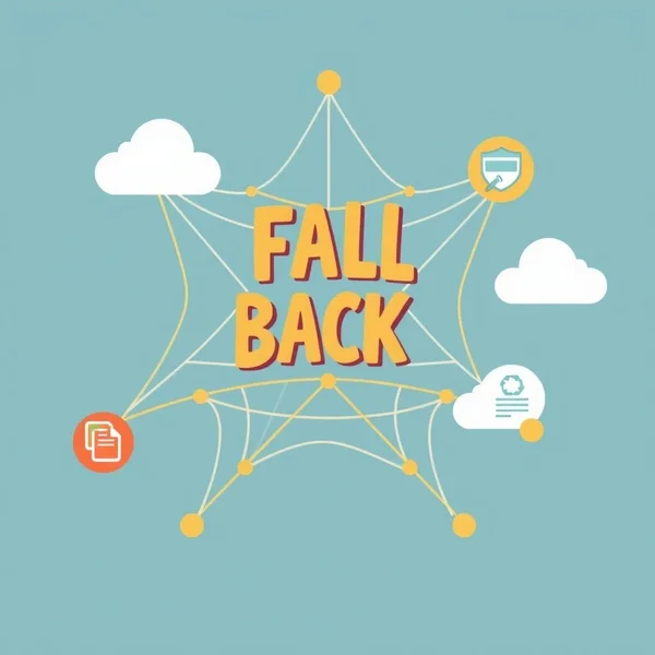 안전망이나 백업 계획의 이미지, "Fall back on" 개념을 설명하는 그림