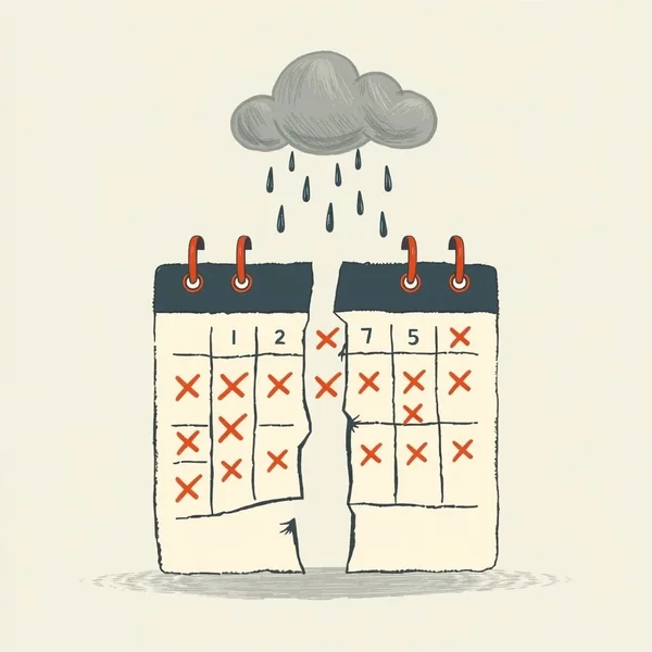 Image illustrant des plans qui ne se sont pas concrétisés, représentant le verbe à particule fall through
