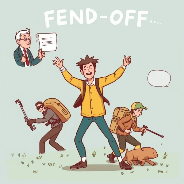 Menggunakan kata kerja frasa Fend off dalam kalimat bahasa Inggris