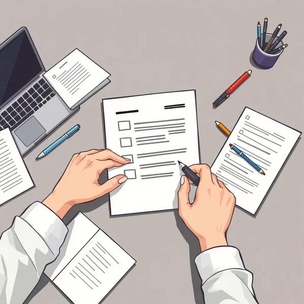 Una persona che utilizza una penna per Fill in un documento
