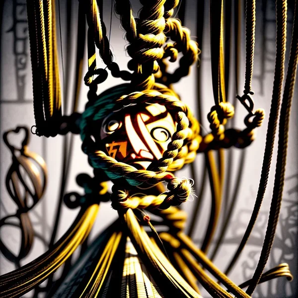 Image showing a tangled rope or a messy desk, representing the phrasal verb 'Foul up'