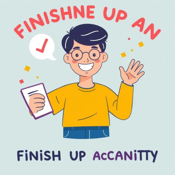 Image showing someone completing a task, illustrating the phrasal verb 'Finish up'