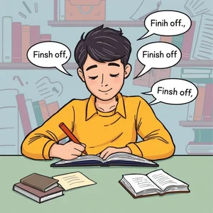 การเข้าใจคำกริยาแบบผสม Finish off เพื่อความคล่องแคล่ว