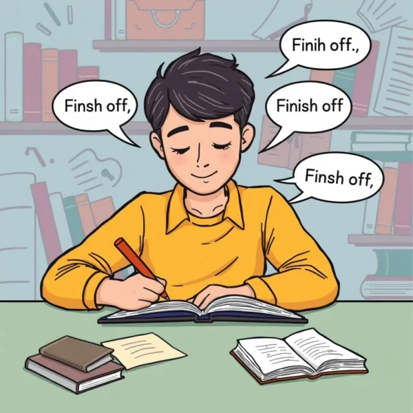 คู่มือภาพในการเข้าใจคำกริยาแบบผสม "Finish off" และการใช้งาน
