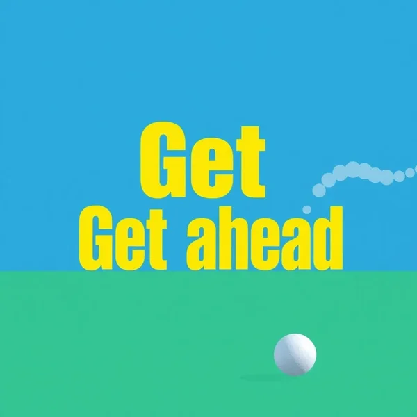 Afbeelding die een persoon toont die vooruit beweegt of een doel bereikt, met de tekst "Het Begrijpen van het Phrasal Verb Get ahead"