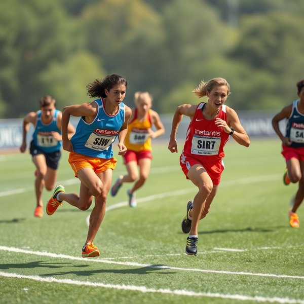 Runners trying to gain on each other in a race
