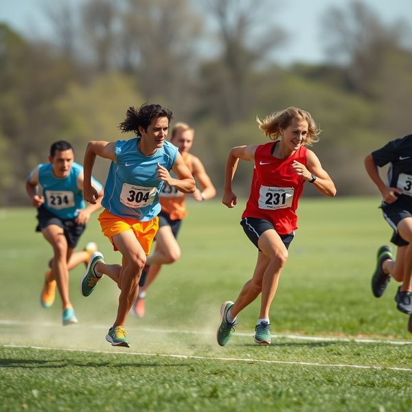 Runners trying to gain on each other in a race