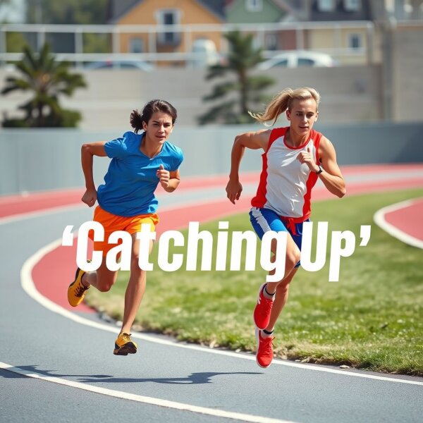 Runners trying to gain on each other in a race