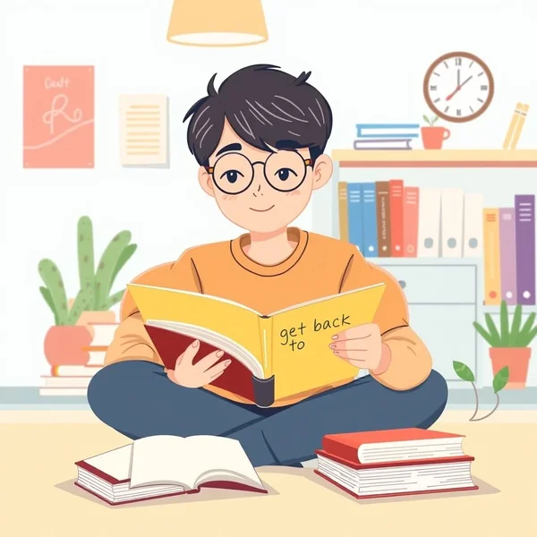 Immagine di uno studente che impara il verbo frasale 'get back to'