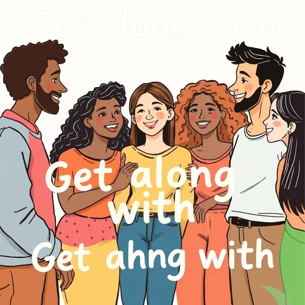 Friends smiling, illustrating the concept of "Get along with"