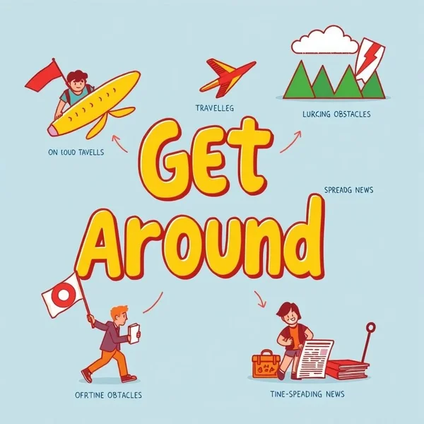 ภาพที่แสดงวิธีการต่างๆ ในการ Get around เช่น การเดินทางหรือการเอาชนะอุปสรรค