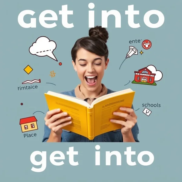 Immagine che illustra i vari significati del verbo frasale 'get into'