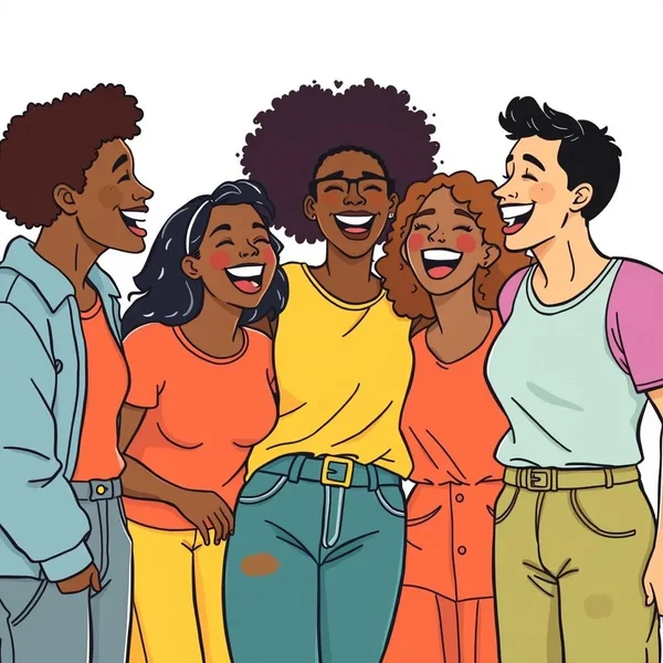 Друзья улыбаются, иллюстрируя концепцию "Get along with"